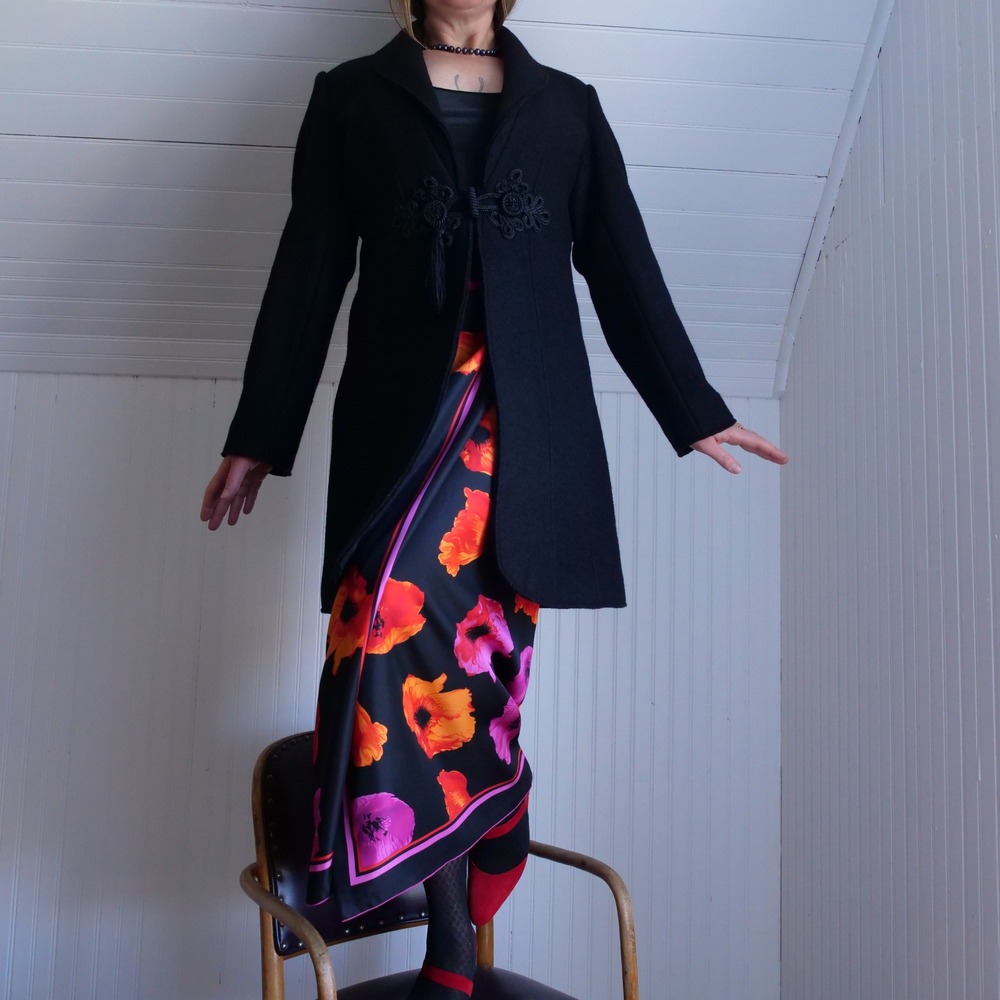 Soft Surroundings black boiled wool structured‎ cardigan/blazer - Picture 6 of 8